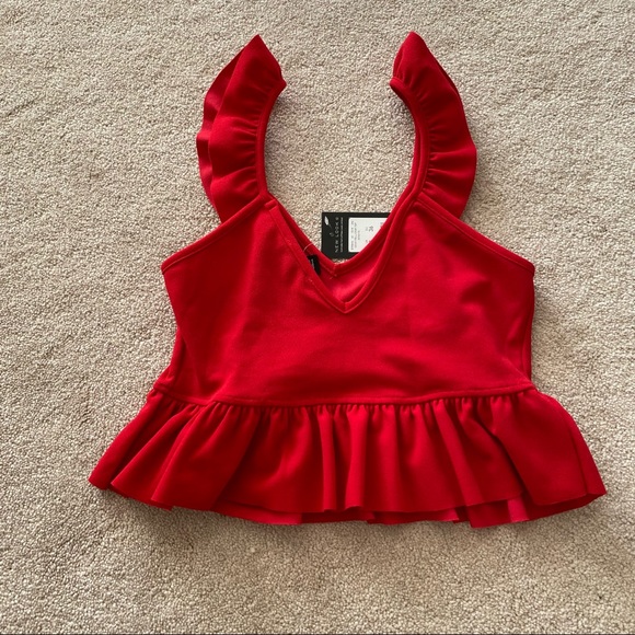 NWT ASOS RUFFLE CROP TOP - Picture 2 of 3